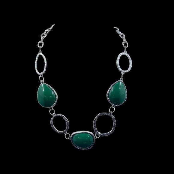 Boho Festival Jewelry Set Green Statement Earrings Necklace Whimsical Coquette - Picture 4 of 9